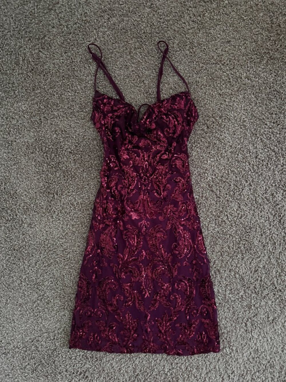 Windsor Purple Sequin Mini Dress Lace Up Back Size S Cocktail Party Clubwear